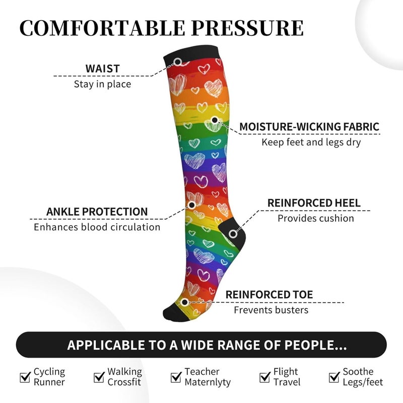 thmnj Compression Socks Knee High Support Socks for Women Men Circulation Stockings for Athletic Running Cycling Flying - Image 4
